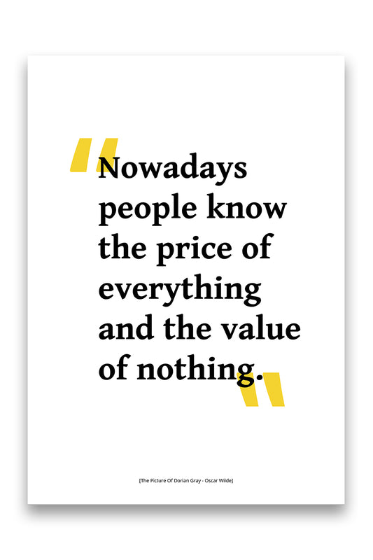 Oscar Wilde - The Picture Of Dorian Grey Value of Nothing